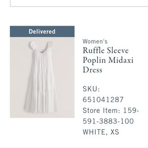Abercrombie women's ruffle sleeve poplin midaxi dress xs white